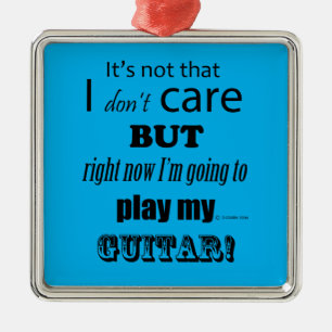 I Care Guitar Metal Ornament