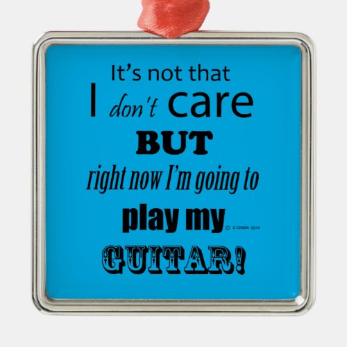 I Care Guitar Metal Ornament