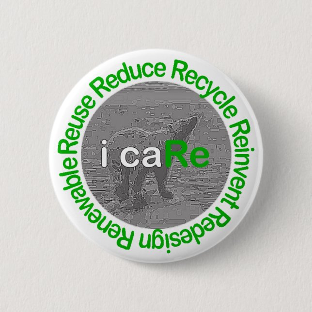 i caRe Polar Bear Pinback Button (Front)