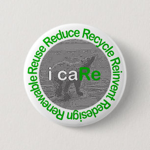 i caRe Polar Bear Pinback Button