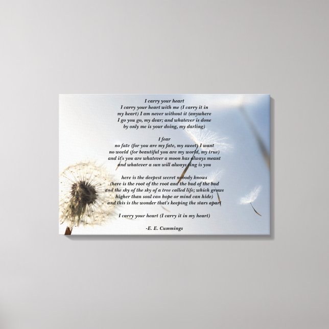 I Carry Your Heart poem by E. E. Cummings Canvas Print (Front)