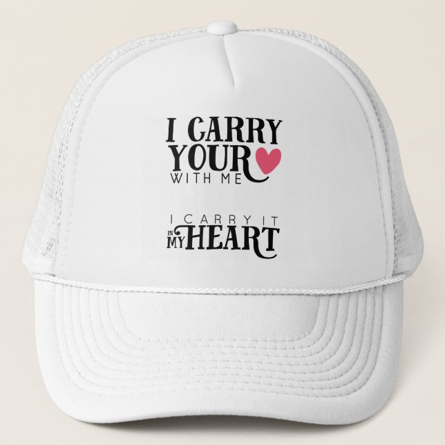 i carry your heart with me | pink heart trucker hat (Front)