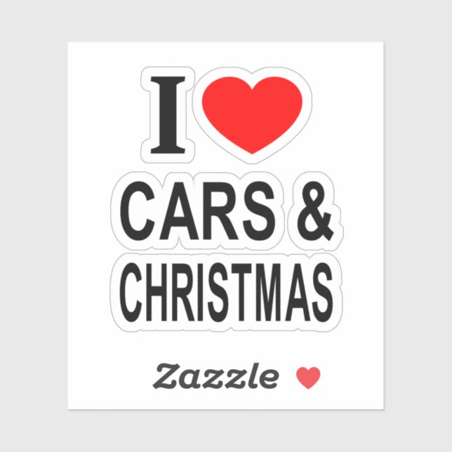 I ❤️ CARS & CHRISTMAS I LOVE CARS & CHRISTMA Vinyl Sticker (Sheet)