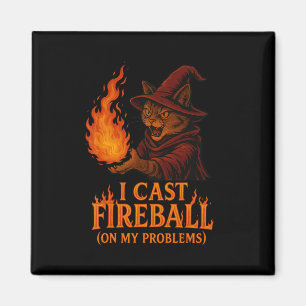 I Cast Fireball On My Problem Cat Rpg Gamer Family Magnet