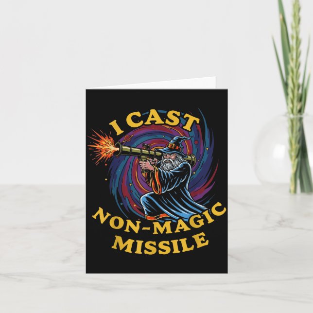 I Cast Non-magic Missile Funny Wizard Parody Meme  Card (Front)