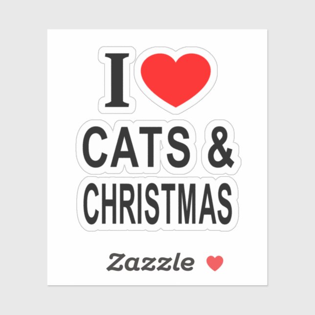 I ❤️ CATS & CHRISTMAS I LOVE CATS & CHRISTMA Vinyl Sticker (Sheet)