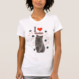 I ❤️ Cats – Cute Cat & Paw Print Design T-Shirt