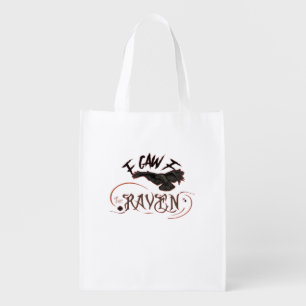 I Caw The Raven Gothic Art Horror Classic Retro Grocery Bag