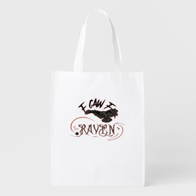 I Caw The Raven Gothic Art Horror Classic Retro Grocery Bag (Front)