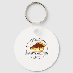I Celebrate National Boston Cream E Day Food Cake  Keychain