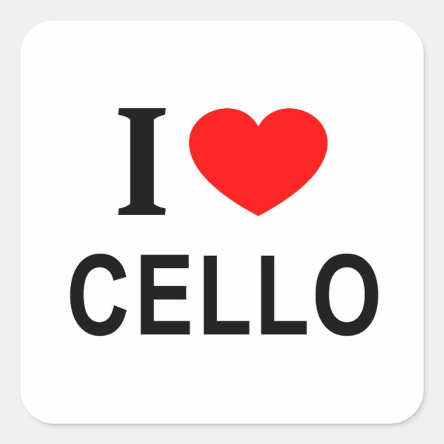 I ❤️ CELLO I LOVE CELLO I HEART CELLO SQUARE STICKER (Front)