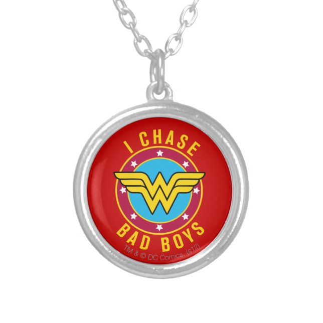 I Chase Bad Boys Silver Plated Necklace (Front)