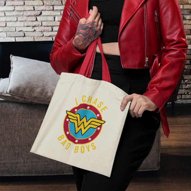 I Chase Bad Boys Tote Bag (Person carrying tote bag)