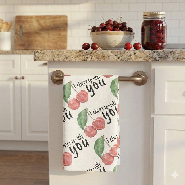 I Cherry-ish You Kitchen Towel (This cute, "I cherry-ish you" cherry kitchen towel would make a great gift for someone special! )