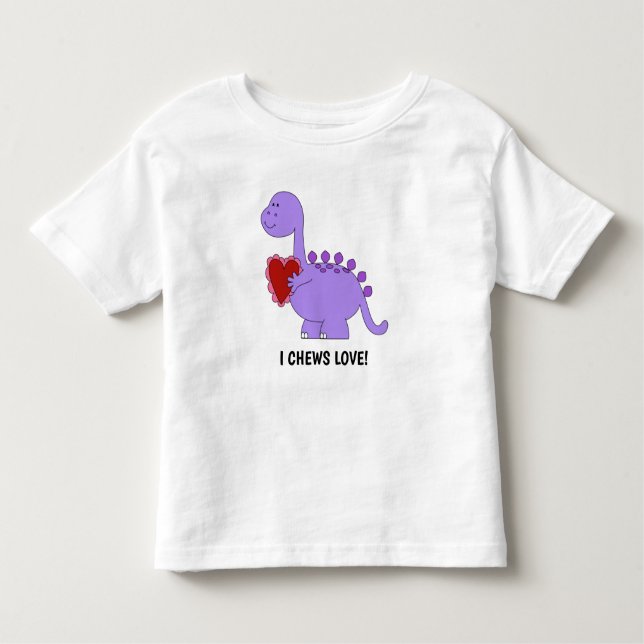 I Chews Love! Cute Dinosaur w/ Heart Toddler T-shirt (Front)