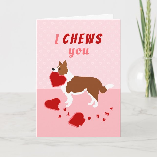 I Chews You Border Collie Valentine's Day Holiday  Card (Front)