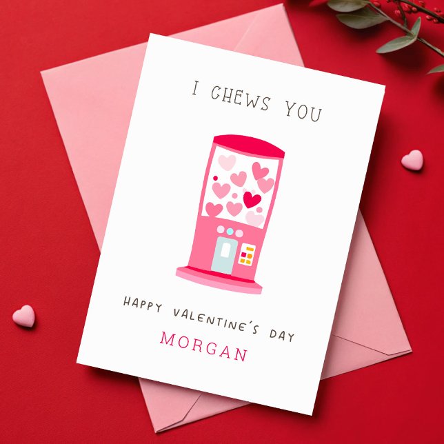 I chews You Bubble Gum Classroom Valentines Day Card (Creator Uploaded)