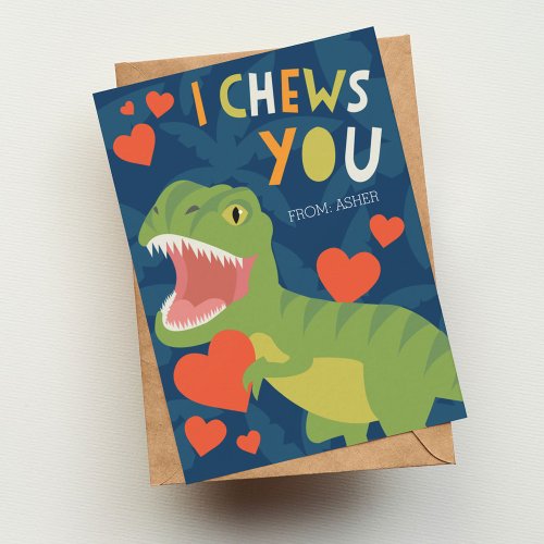 I Chews You Classroom Valentine Note Card