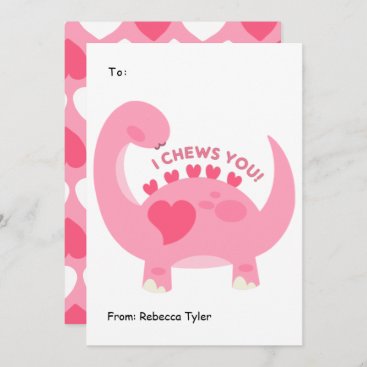 I Chews You Cute Classroom Pink Valentines Day  Holiday Card