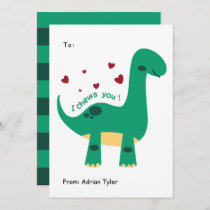 I Chews You Cute Dinosaur Classroom Valentines Day Holiday Card