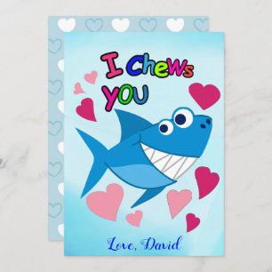 I CHEWS YOU Cute Smiling Shark Valentine's Day Holiday Card