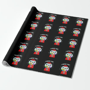 I Chews You Funny Gumball Machine Pun Dark BG Wrapping Paper