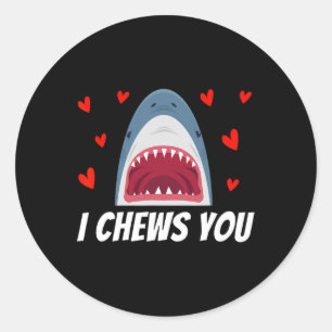 I Chews You Funny Valentines Day Shark Couple Kids Classic Round Sticker