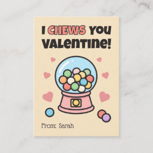 I CHEWS You Gumball Kids Valentine's Note Card