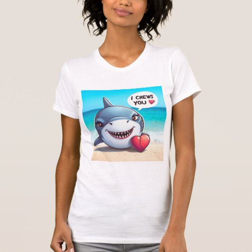 I Chews You Shark Heart Womens Slim Fit T_Shirt