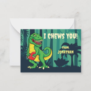 I Chews You T-Rex Classroom Valentine Day Holiday Note Card