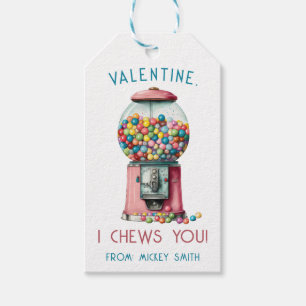 I Chews You, Valentine! Gumball Machine Valentine Gift Tags