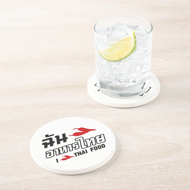 I Chili (Love) Thai Food Drink Coaster (Side)