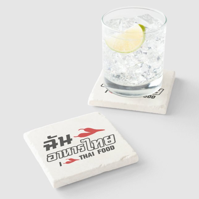 I Chili (Love) Thai Food Stone Coaster (Side)