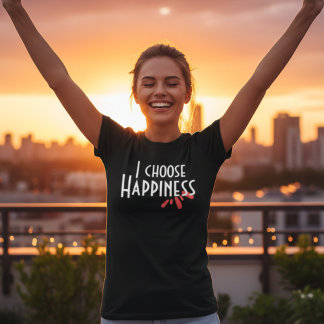 I Choose Happiness Pink Abstract Splash Minimalist T-Shirt