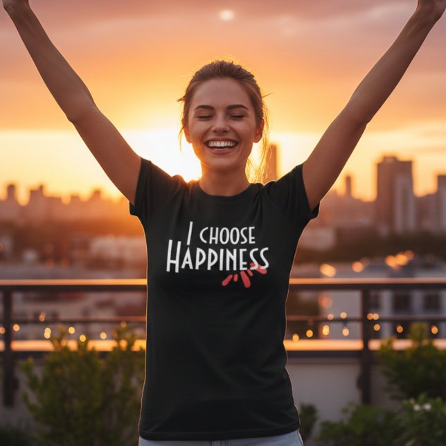 I Choose Happiness Pink Abstract Splash Minimalist T-Shirt (Creator Uploaded)