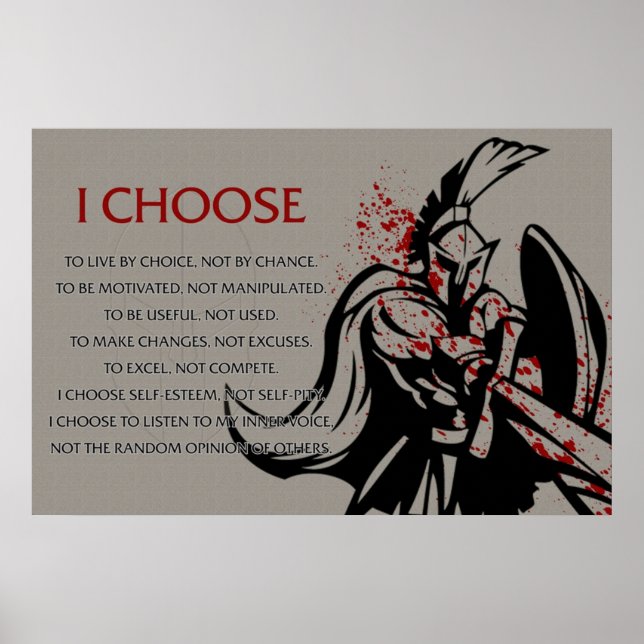 I Choose Motivational Spartan Poster (Front)