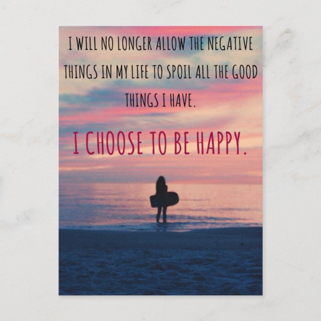 I Choose To Be Happy Quote Postcard (Front)