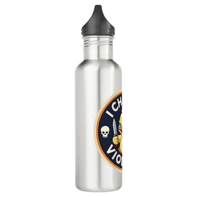 I Choose Violence Angry Duckling  Stainless Steel Water Bottle (Left)