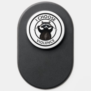 I Choose Violence Funny Raccoon PopSocket