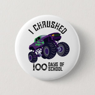 I chrused 100 days of school green monster truck  button