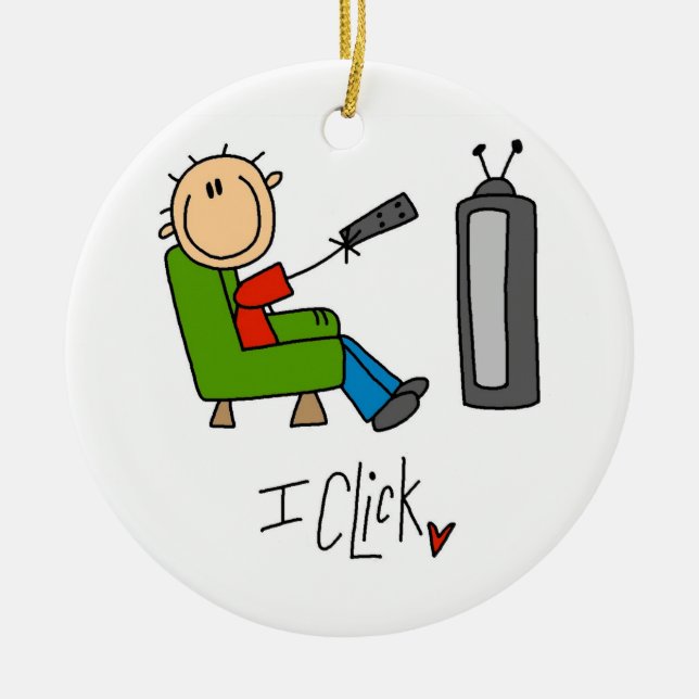 I Click TV Addict Ceramic Ornament (Front)