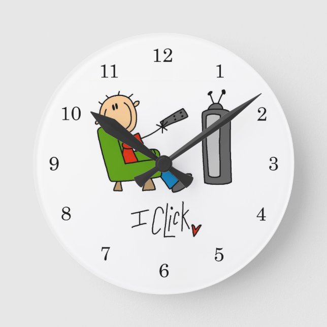 I Click TV Addict Round Clock (Front)