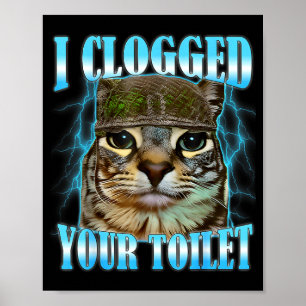 I clogged your toilet funny cat war meme brainrot  poster