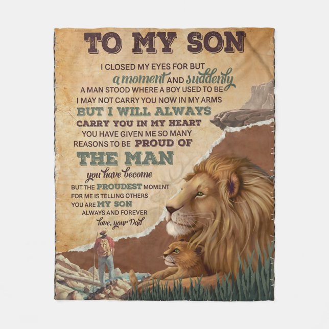 I Closed My Eyes For But A Moment - Dad To Son  Fleece Blanket (Front)