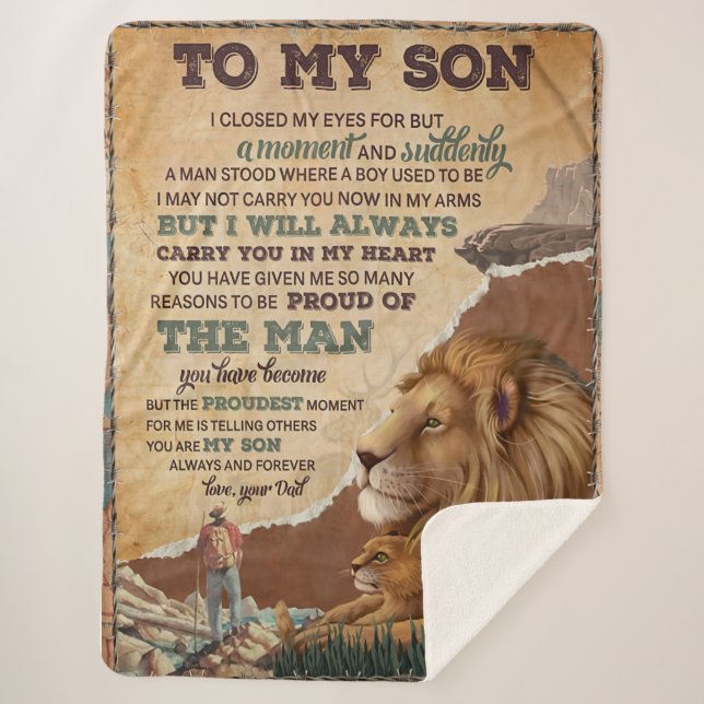 I Closed My Eyes For But A Moment - Dad To Son  Sherpa Blanket (Front)