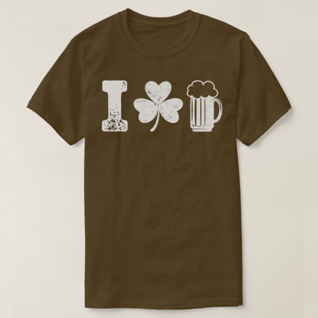 I Clover Beer Love St Patricks Day Irish Drinking  T-Shirt (Design Front)