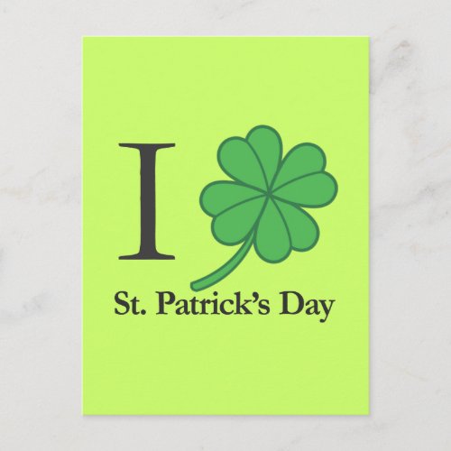 I Clover St Patricks Day Postcard
