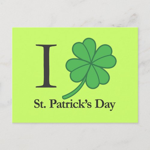 I Clover St Patricks Day Postcard