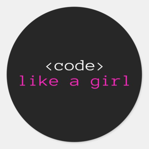 I code like a girl classic round sticker