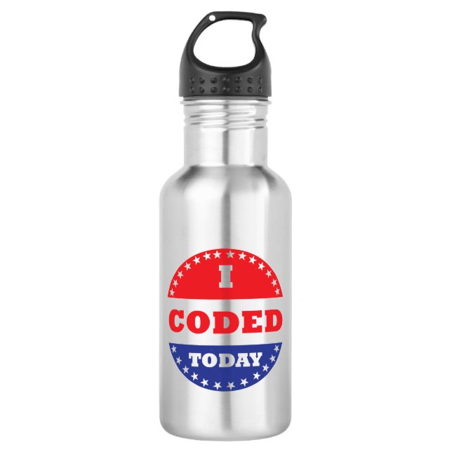 I Coded Today Stainless Steel Water Bottle (Front)